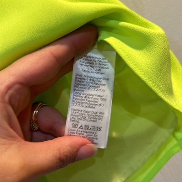 J Crew Neon Yellow Scalloped Satin Tank Top 6 - Picture 5 of 6